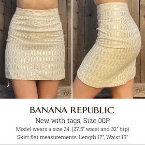 Banana Republic metallic detail white pencil skirt